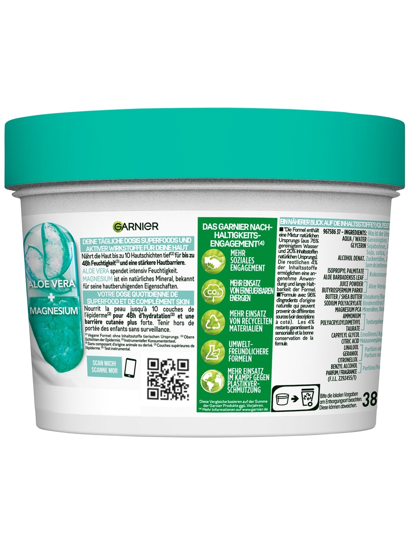 Body Superfood Körperpflege Creme mit Aloe Vera - Produkt Rückseite